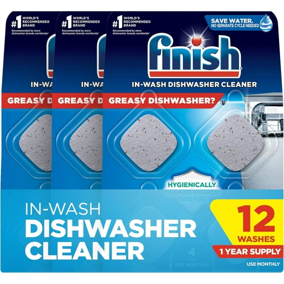 Dishwasher Cleaner Tablets, Deep Cleans Hidden Grease & Grime, Fights Odors, No Extra Wash Cycle, Helps Maintain Dishwasher, 12 Month Supply, Count
