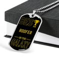 thumbnail image 3 of Best Roofer In The Galaxy Necklace Stainless Steel or 18k Gold Dog Tag w 24", 3 of 8