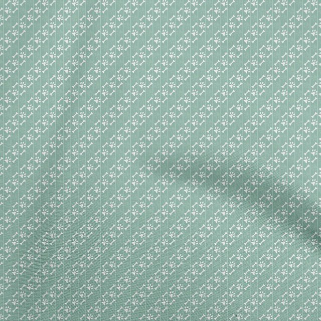oneOone Polyester Spandex Mint Green Fabric Bone & Paw Fabric For Sewing Printed Craft Fabric By The Yard 56 Inch Wide