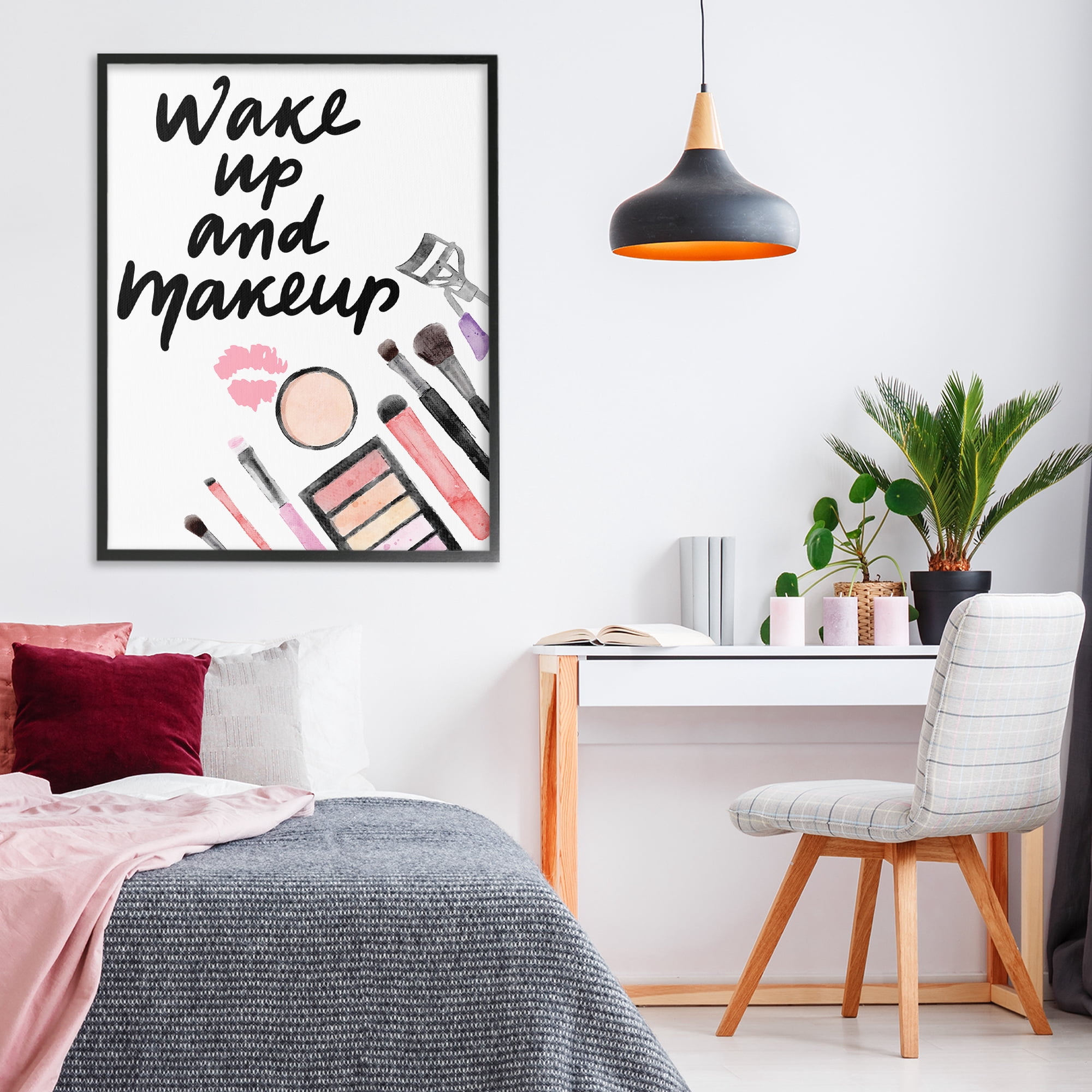 Stupell Industries Wake Up & Makeup Black Framed Giclee Art, design by Jesse Keith