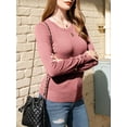 thumbnail image 2 of Doublju Women's Round Neck Long Sleeve Soft Knit Pullover Sweater with Sleeve Buttons, 2 of 5