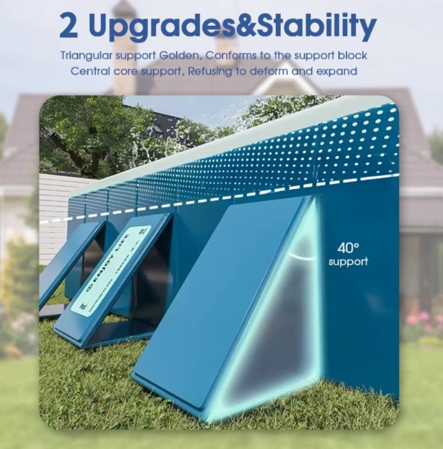 LHUAI Foldable Non-Inflatable Family Outdoor Swimming Pool, Rectangular Above Ground Pools For Backyard, Navy Blue, 89" x 54" x 20"