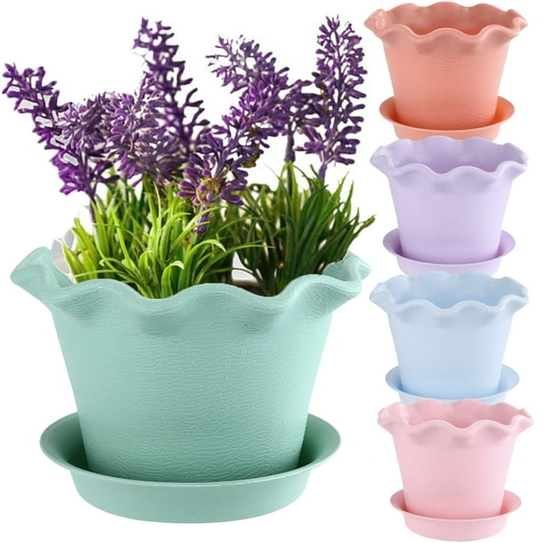 Visland Plastic Planter Pots Indoor Modern Decorative Flower Pot with