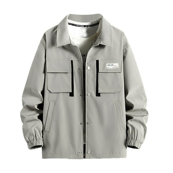 Pisexur Mens Jacket Fashion Solid Color Windbreaker Jackets for Men Casual Lightweight Button Coats Blazers Mens Bomber Jacket Plus Size Windproof Jacket L-8XL
