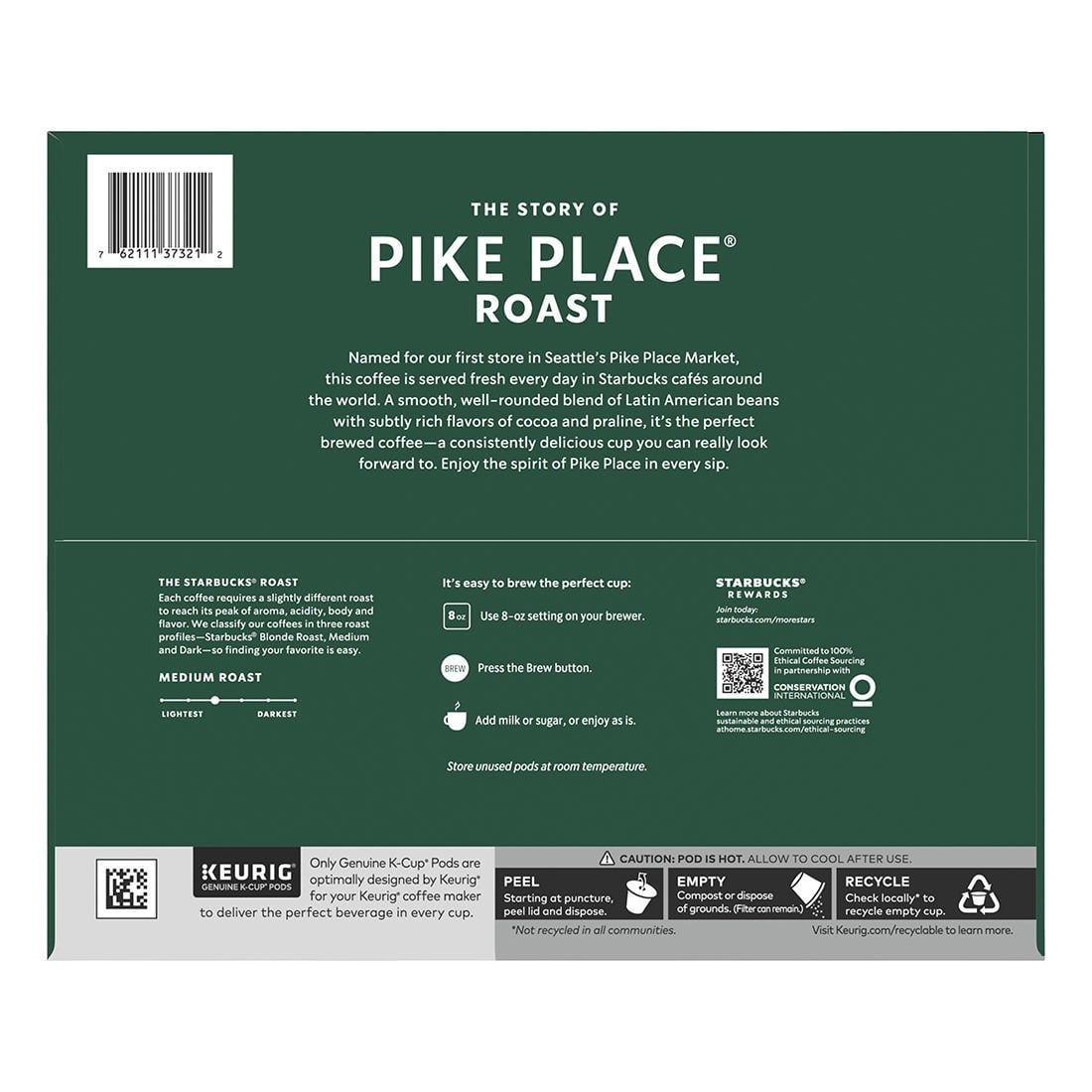 Product of Starbucks Medium Roast Single Serve Coffee for Keurig, Pike Place Roast, 72 ct