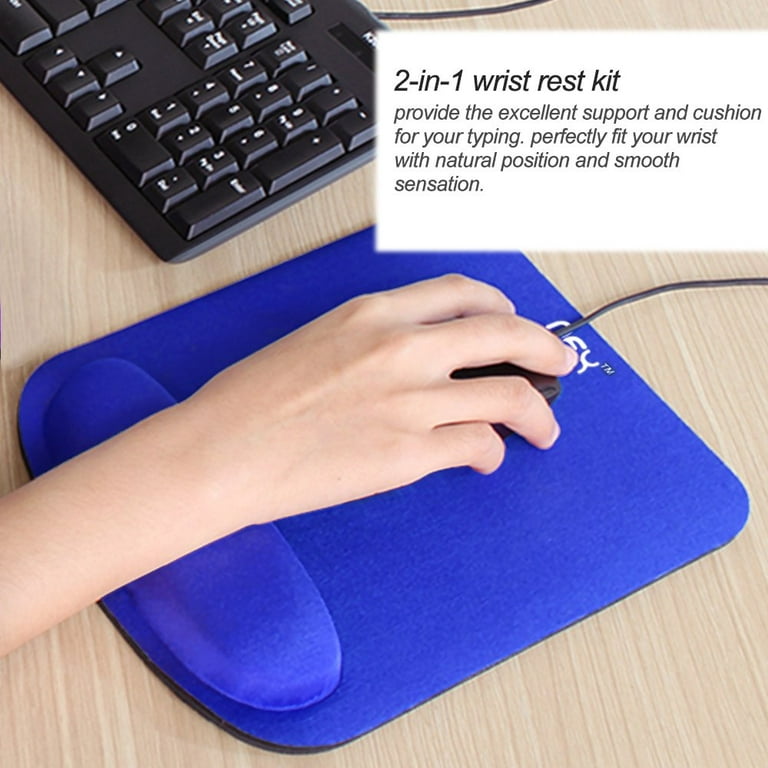 NEX Mouse Pad with Memory Foam Wrist Rest, Non-slip Rubber Base Mouse Mat  for Typist Office (Blue) 