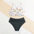 thumbnail image 5 of Hellosay Two Piece Swimsuits for Teens Ruched Spaghetti Straps Bikini Padded Swimwear Vacation Bathing Suit Size 13-17, 5 of 7