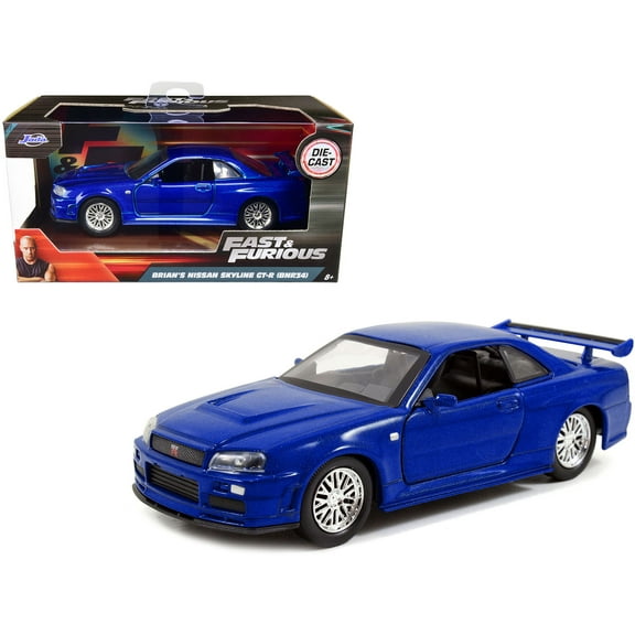 Brian's Nissan Skyline GT-R R34 Blue Fast & Furious" Movie 1/32 Diecast Car Model by Jada"