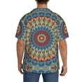 thumbnail image 3 of Uemuo Round Mandala Pattern Cotton Linen Short Sleeve Shirts,Casual Lightweight Button Down Shirts,Vacation Beach Summer Tops-Small, 3 of 7