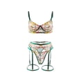 thumbnail image 1 of Sonducket Conjunto de sujetador Lencería sexy Bordado 3 piezas Patrones de flores Dulce regalo Encaje Brasserie Piel Cerrar Sujetadores Ropa interior Verde oscuro METRO, 1 of 6