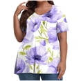 thumbnail image 1 of Pisexur Hauts pour Femmes, Hauts d'Été pour Femmes, Hauts Grande Taille pour Femmes, Hauts pour Dames Mode Été Sexy Imprimé Manches Courtes Col Rond Multicolore, 4TG, 1 of 7