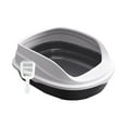 thumbnail image 3 of Bandeja de arena para mascotas con pala, sartenes de arena, bandeja grande desmontable para gatos, perros pequeños, orinal, inodoro para conejos y , Negro 45cm, 3 of 8