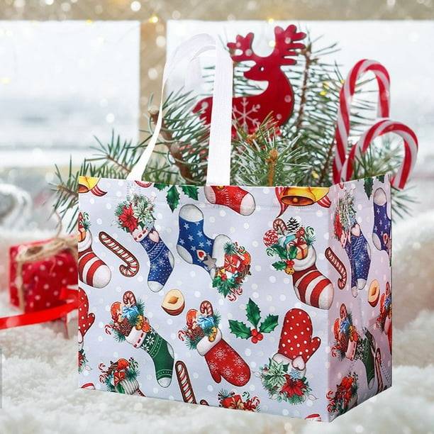 Bags Reusable Christmas Tote Bags With Handles Christmas Bags Multifunctional Non Woven Christmas Bags For Gifts Wrapping Shopping Xmas Party Bags