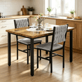 thumbnail image 3 of LinkRomat Dining Table Set for 2, Small Kitchen Table with Upholstered Chairs, Industrial Dining Set for Apartment Breakfast Nook, Walnut, 3 of 9