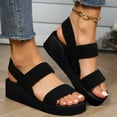 thumbnail image 5 of XIMIN Wedge Sandals for Women Lightweight Dressy Platform Elastic Ankle Strap Slip On Open Toe Thick Sole Mid Heels Casual Boho Summer Beach Outdoor Party Sandal, 5 of 8