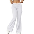 thumbnail image 2 of Oiangi Flare Leggings for Women Casual Stretch Workout Yoga Pants Elastic Waist Wide Leg Trousers White M, 2 of 4