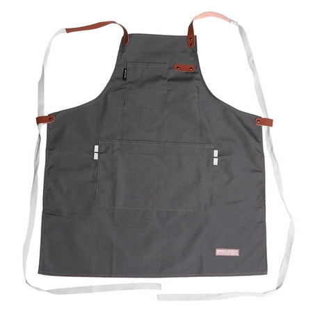 

EDFRWWS Canvas Apron Adjustable Men Women Kitchen Cooking Pinafore w/Pocket (Gray)