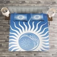 thumbnail image 3 of Ambesonne Sun Quilted Bedspread Set 3 Pcs, Crescent Moon Curlicues, Queen Size, Blue White, 3 of 3