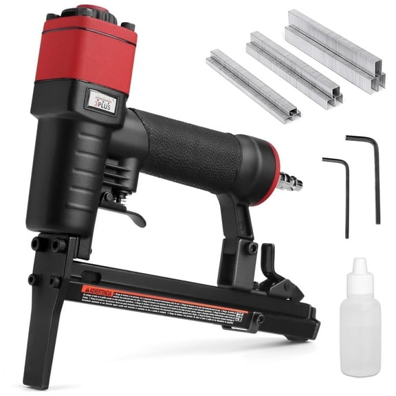 3PLUS H7116LSP-KT Pneumatic Upholstery Stapler with Long Nose, Uses 22 Gauge 3/8'' Crown Staples, Stapler Kit Includes 6000 Staples 1/4'' to 5/8''