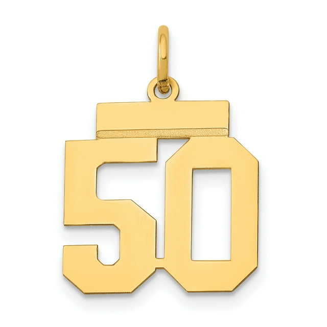 14k Yellow Gold Small Number 50 Necklace Charm Pendant Charms