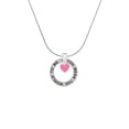 thumbnail image 2 of Delight Jewelry Acrylic 5/16" Hot Pink Heart Silver-tone You Mean the World to Me Ring Necklace, 18", 2 of 4