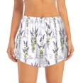 thumbnail image 2 of Balery Lavender Flowers Pantalones cortos deportivos para mujer con forro y dos bolsillos, elásticos, para entrenamiento, gimnasio, yoga-Small, 2 of 7