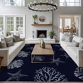 thumbnail image 4 of Seaweed Starfish Shell Washable Living Room Rugs 5'x8', Nautical Coral Marine Life Black Low Pile Throw Large Area Rug Non-Slip Sturdy Edge Binding Carpet for Living Room Kitchen Office, 4 of 9