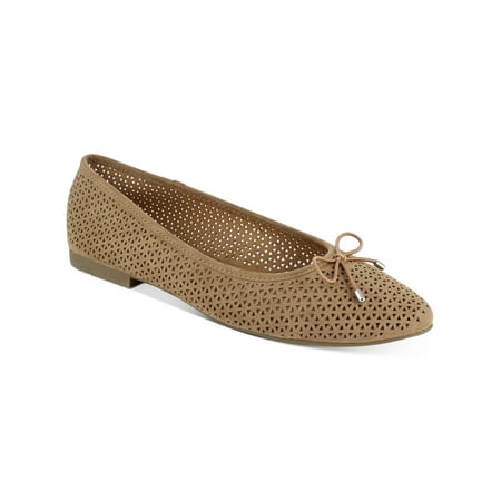 

ESPRIT Womens Brown Bow Accent Comfort Breathable Cushioned Perforated Patti Almond Toe Slip On Flats 9.5 M