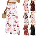thumbnail image 4 of Women's Fashion Pocket Valentine's Day Print Stretch Adjustable Drawstring Wide Leg Pants, Elastic Waist Holiday Pants, Casual Lounge Wear for Women,Red,XL, 4 of 7
