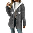 thumbnail image 2 of Maplenight Hooded Fleece Jacket for Women Button Down Thermal Winter Coat Casual Soft Fall Teddy Outerwear Fuzzy Coats, 2 of 7