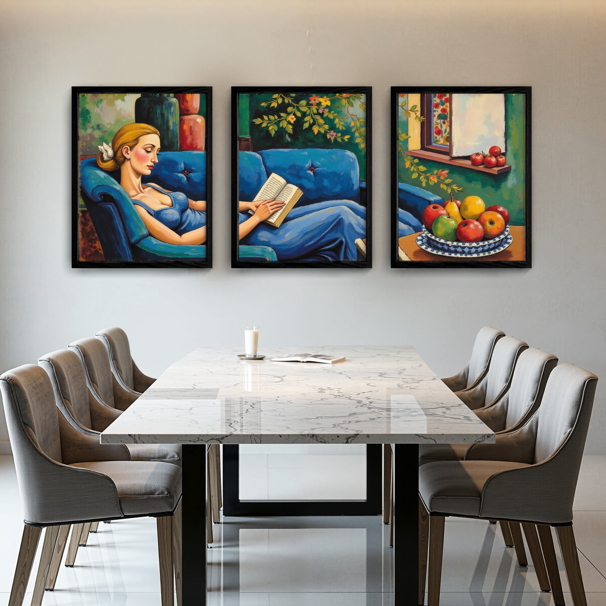 MAYEERTY Modern Abstract Wall Art Painting, Living Room Decor, Black MDF Frame, 15.7"x11.8"