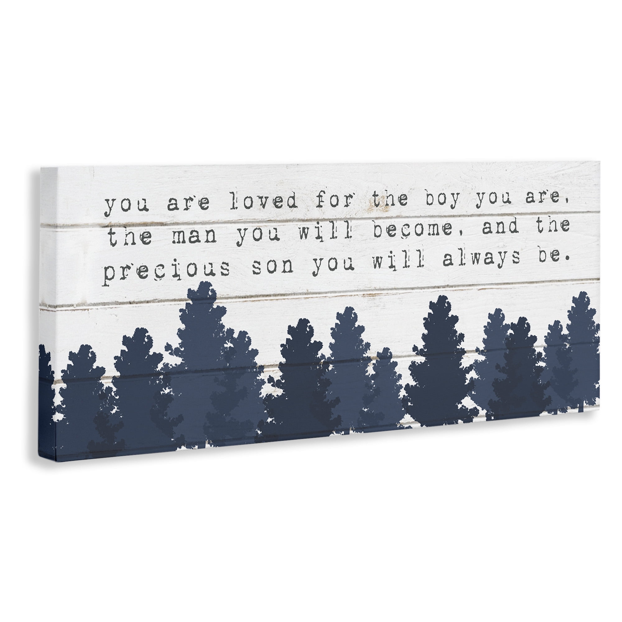 The Kids Room by Stupell You Are Loved For The Precious Son You Are Navy Blue Forest Canvas Wall Art