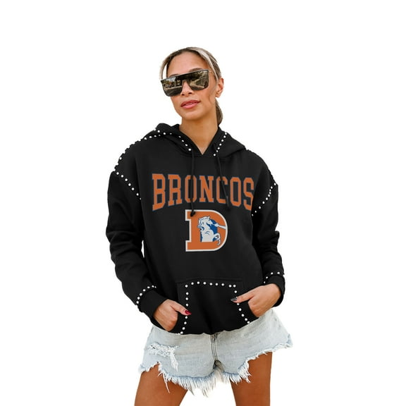 Women's Gameday Couture Black Denver Broncos Studded Pullover Hoodie