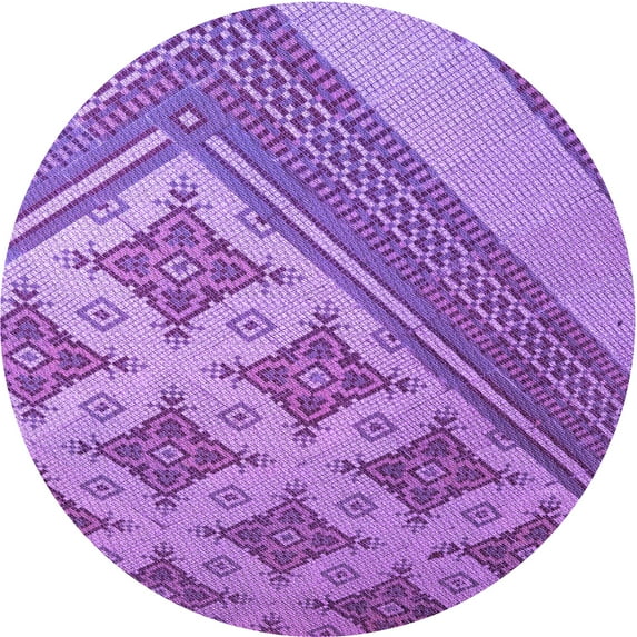 Ahgly Company Machine Washable Indoor Round Transitional Violet Purple Area Rugs, 8' Round