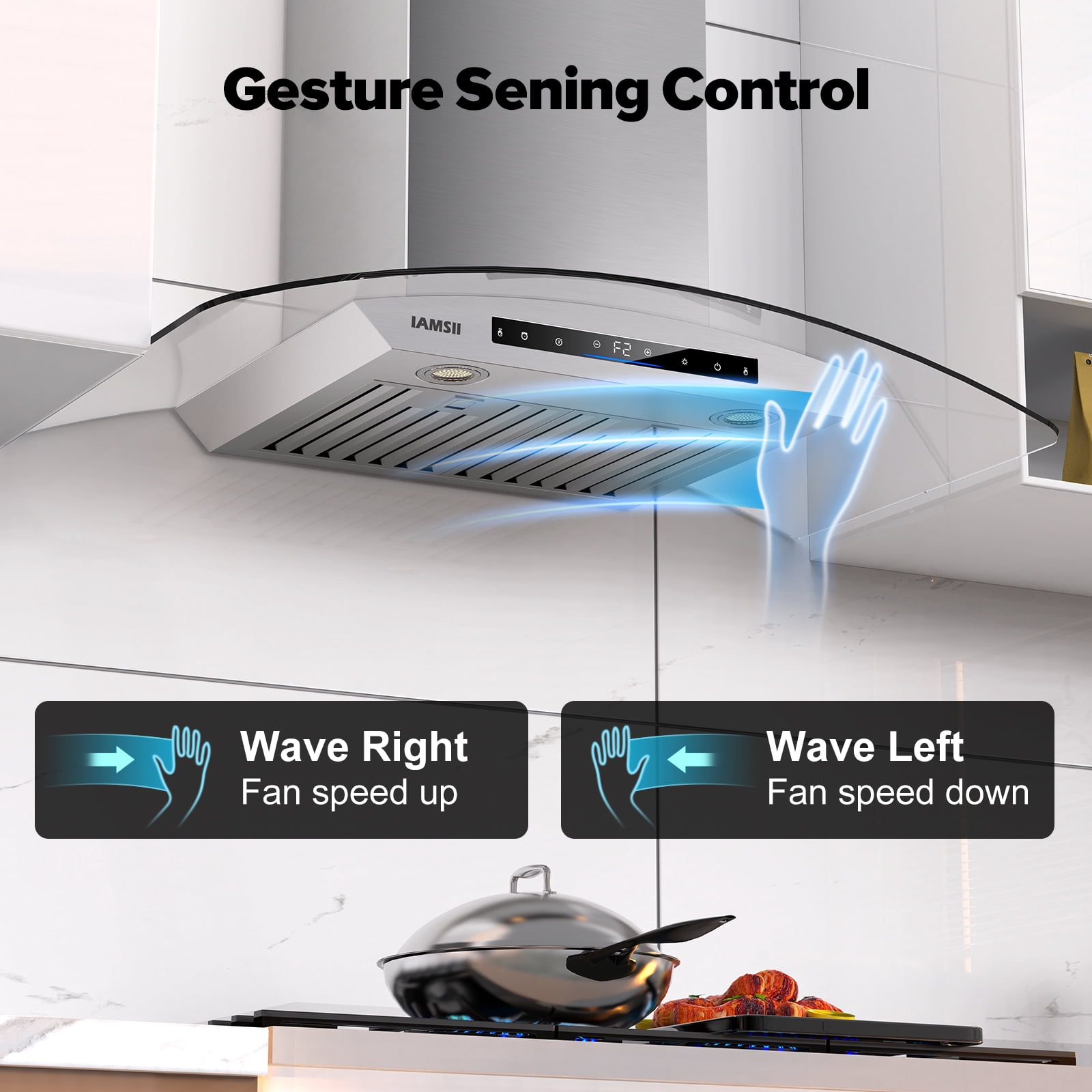 Wall Mount Range Hood 30 inch 900 CFM Stainless Steel Range Hood with LED Light and Remote Control