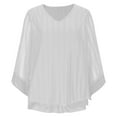 thumbnail image 5 of Oksale Womens Sequin Tops Trendy Double Layer Tunic Shirts Casual 3/4 Flare Sleeve Dressy Blouses Elegant Business V Neck Shirt for Party White S, 5 of 8