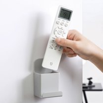 Remote Control Holder Wall Mount | ABS Storage Box Organizer for Bedroom & Living Room | Universal Remote & Phone Rack | Space Saving, Easy Install, Beige/White/Gray, 12x5.2x9.6cm