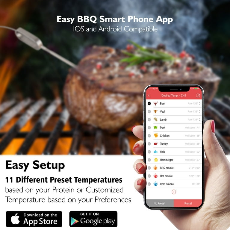 NutriChef PWIRBBQ90 - BBQ Thermometer - Kitchen & Outdoor Wireless