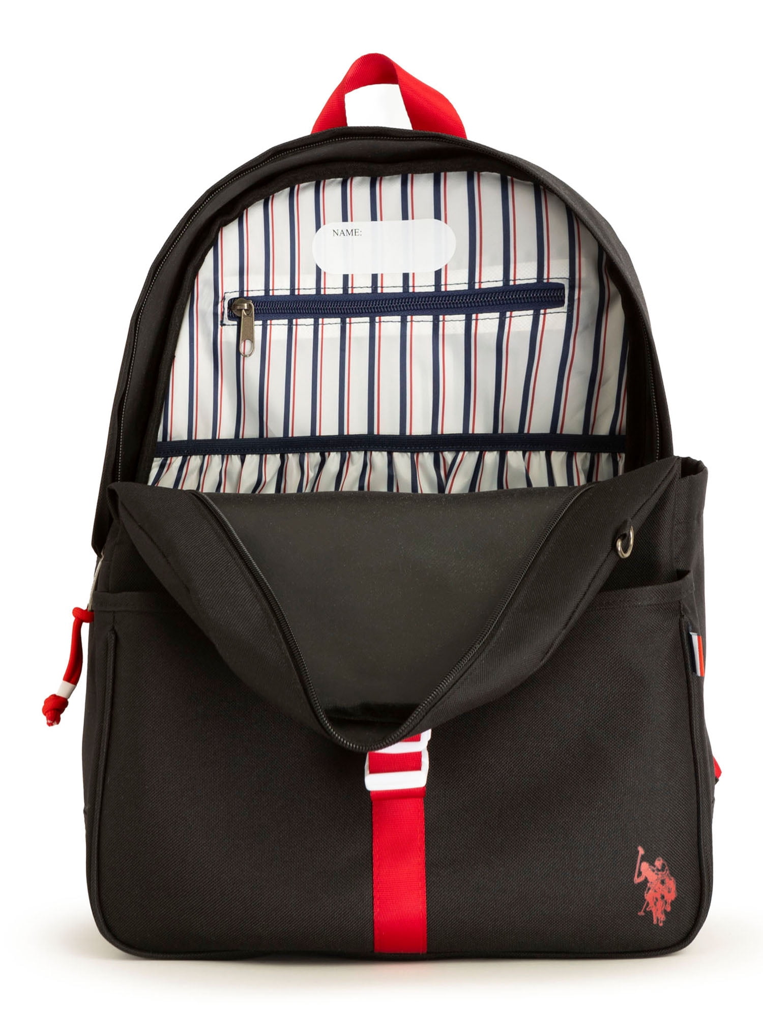 U.S. Polo Assn. Boys Water-Resistant Backpack, Lunch Tote, & Pencil Case, Black