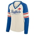 thumbnail image 2 of Women's Fanatics Cream/Royal Buffalo Bills Hometown Gridiron Hero Raglan Lace-Up V-Neck Long Sleeve T-Shirt, 2 of 3