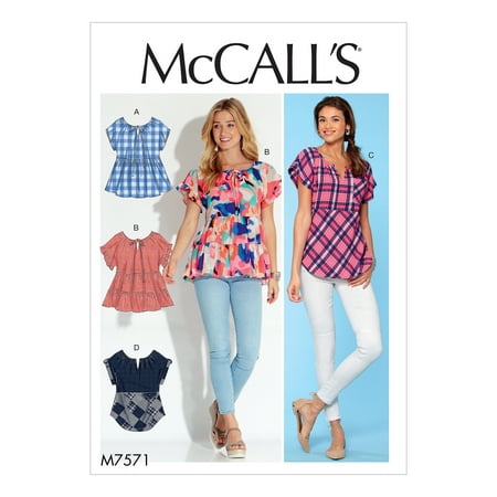 McCall's Sewing Pattern Misses' Split-Neck Tops with Sleeve and Hem