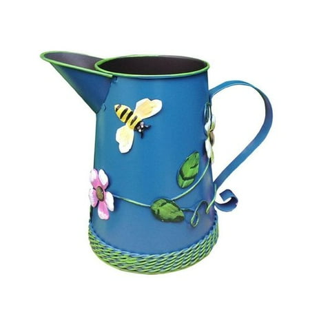 - August Grove Shakia Handmade Slate Blue Iron Watering Can Table Vase