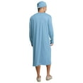 thumbnail image 2 of Zaldita Mens Middle East Pajama Sets Button Up Long Robe Sleeping Nightshirt with Hat Outfits Light Blue L, 2 of 6