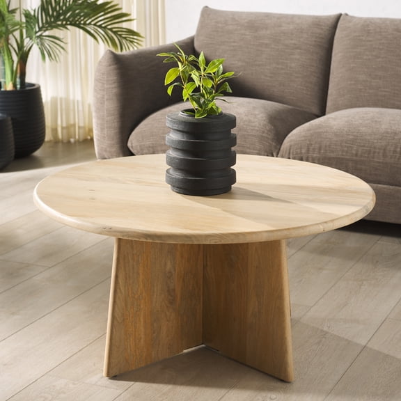 Safavieh Couture Madilynn Round Wood Mid-Century Coffee Table, Natural