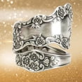 thumbnail image 2 of Grofry Party Ring Electroplating Polished Surface Geometric Flower Patterns Unfading Gift Giving Finger Band Adjustable Vintage Spoon Open Ring Jewelry Accessory, 2 of 7