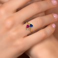 thumbnail image 4 of Gem Stone King 18K Yellow Gold Plated Silver Blue Created Sapphire Red Created Ruby Ring for Women (1.79 Cttw, Heart Shape 6MM, Gemstone September Birthstone, Size 5), 4 of 6