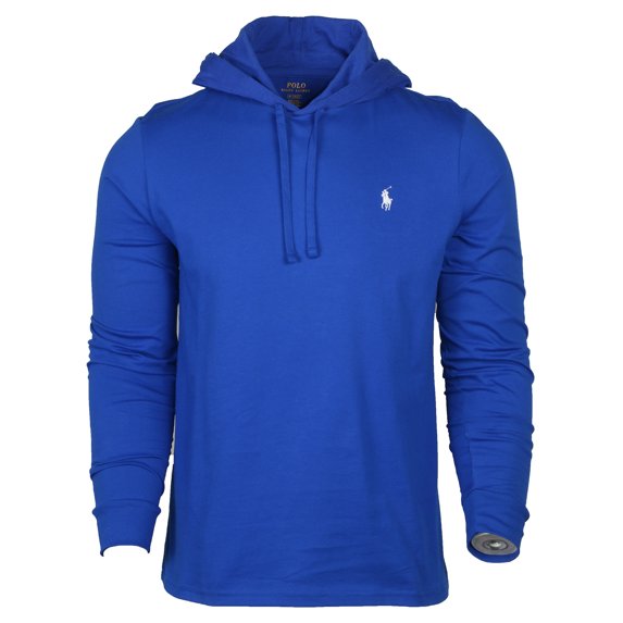 Polo RL Men's Long Sleeve Jersey Knit Pullover Hoodie (RoyalBlue/White, Medium)