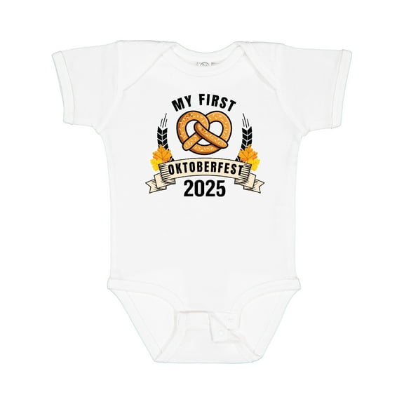 Inktastic My 1st Oktoberfest 2025 with Pretzel and Banner Boys or Girls Baby Bodysuit