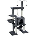 thumbnail image 3 of Vibrant Life 58.5inch Multi Level Cat Tree Tower with Interactive Dangling Ball and Double Base,Gray, 3 of 13