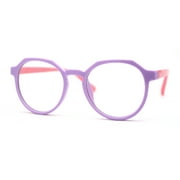 Kid Girls Flexible Rubber Geometric Keyhole Blue Light Filter Computer Glasses Lavender Pink